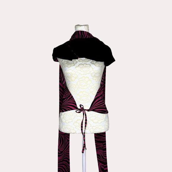 PA Pyong An Blouse Top Animal Print Tie Waist Pink Black 44 US L am - Picture 5 of 7